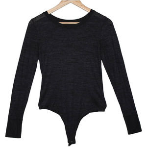 Abercrombie & Fitch Soft A&F Cozy Black Knit Long Sleeve Bodysuit Size Medium M
